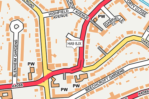 HA9 8JX map - OS OpenMap – Local (Ordnance Survey)