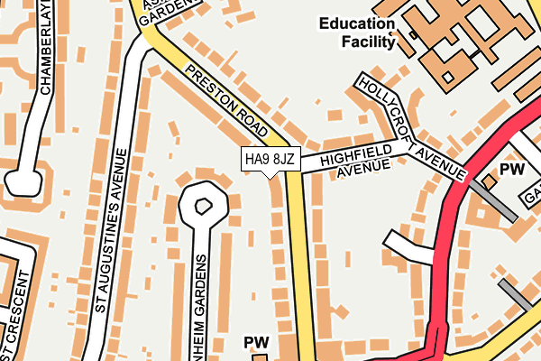 HA9 8JZ map - OS OpenMap – Local (Ordnance Survey) HA9 8JZ map - OS OpenMap – Local (Ordnance Survey)