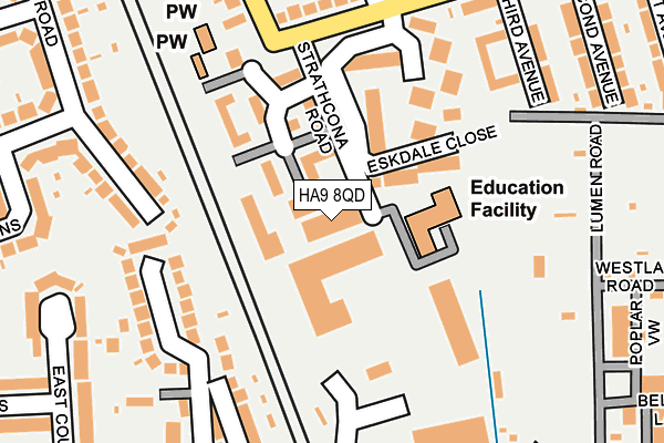 HA9 8QD map - OS OpenMap – Local (Ordnance Survey) HA9 8QD map - OS OpenMap – Local (Ordnance Survey)