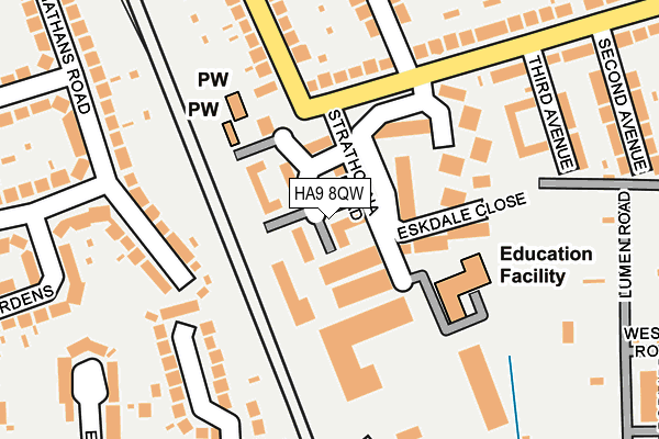 HA9 8QW map - OS OpenMap – Local (Ordnance Survey) HA9 8QW map - OS OpenMap – Local (Ordnance Survey)