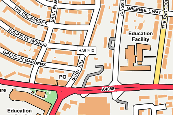 HA9 9JX map - OS OpenMap – Local (Ordnance Survey) HA9 9JX map - OS OpenMap – Local (Ordnance Survey)