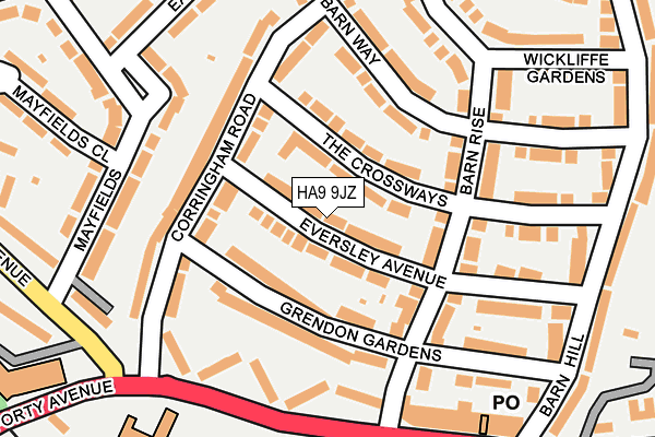 HA9 9JZ map - OS OpenMap – Local (Ordnance Survey)