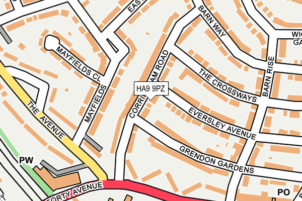 HA9 9PZ map - OS OpenMap – Local (Ordnance Survey) HA9 9PZ map - OS OpenMap – Local (Ordnance Survey)