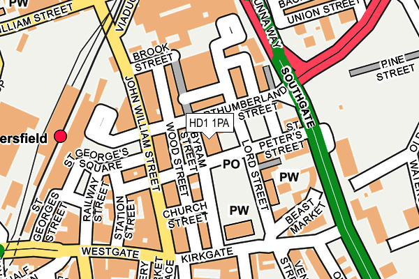 HD1 1PA map - OS OpenMap – Local (Ordnance Survey) HD1 1PA map - OS OpenMap – Local (Ordnance Survey)