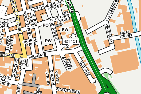 HD1 1QT map - OS OpenMap – Local (Ordnance Survey) HD1 1QT map - OS OpenMap – Local (Ordnance Survey)