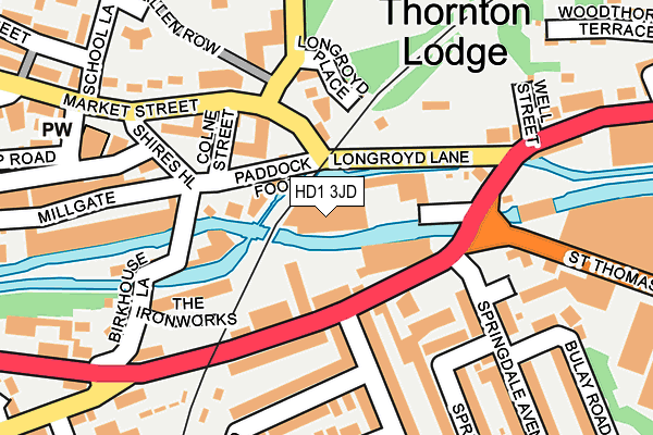 HD1 3JD map - OS OpenMap – Local (Ordnance Survey) HD1 3JD map - OS OpenMap – Local (Ordnance Survey)