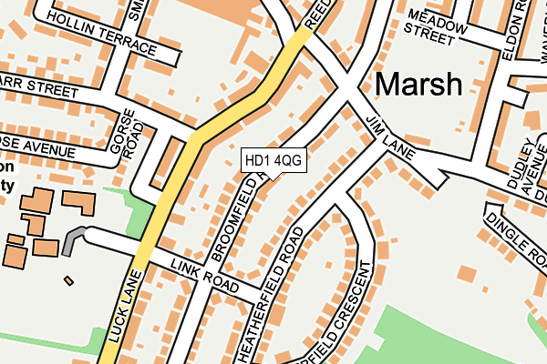 HD1 4QG map - OS OpenMap – Local (Ordnance Survey) HD1 4QG map - OS OpenMap – Local (Ordnance Survey)