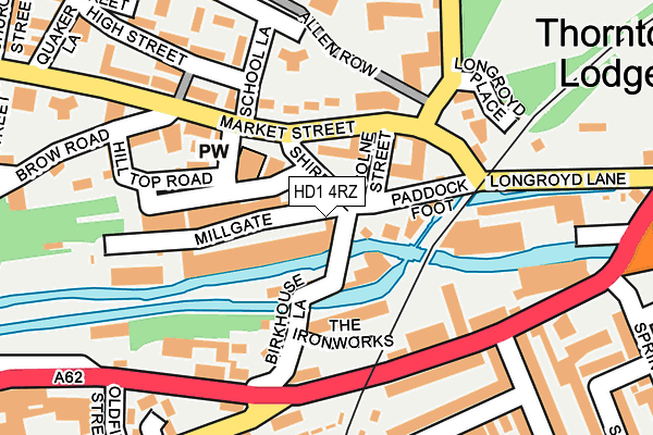 HD1 4RZ map - OS OpenMap – Local (Ordnance Survey) HD1 4RZ map - OS OpenMap – Local (Ordnance Survey)