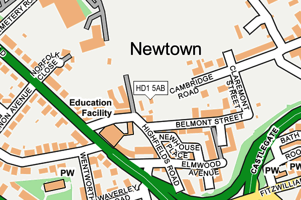 HD1 5AB map - OS OpenMap – Local (Ordnance Survey) HD1 5AB map - OS OpenMap – Local (Ordnance Survey)