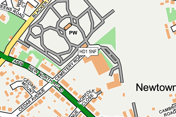 HD1 5NF map - OS OpenMap – Local (Ordnance Survey) HD1 5NF map - OS OpenMap – Local (Ordnance Survey)