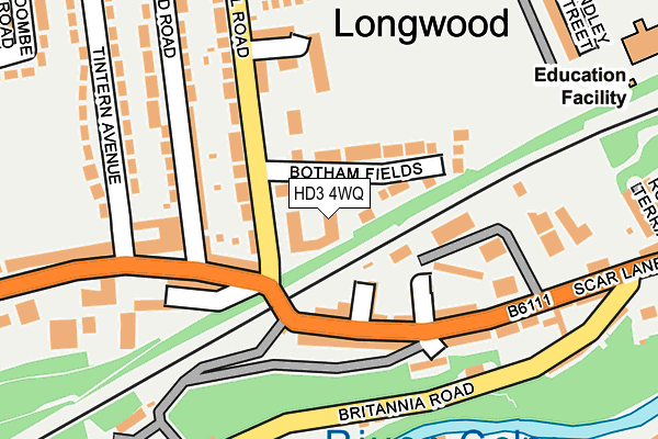 HD3 4WQ map - OS OpenMap – Local (Ordnance Survey) HD3 4WQ map - OS OpenMap – Local (Ordnance Survey)