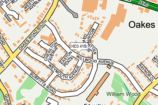 HD3 4YB map - OS OpenMap – Local (Ordnance Survey) HD3 4YB map - OS OpenMap – Local (Ordnance Survey)