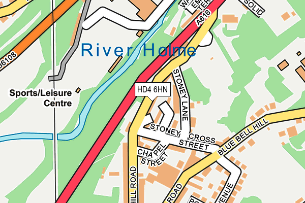 HD4 6HN map - OS OpenMap – Local (Ordnance Survey) HD4 6HN map - OS OpenMap – Local (Ordnance Survey)