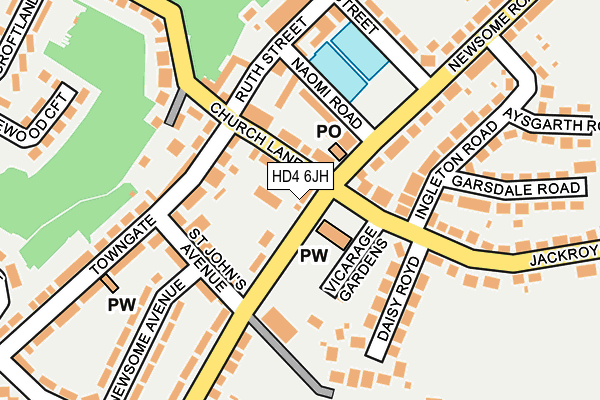 HD4 6JH map - OS OpenMap – Local (Ordnance Survey) HD4 6JH map - OS OpenMap – Local (Ordnance Survey)