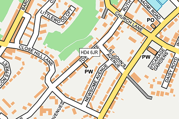 HD4 6JR map - OS OpenMap – Local (Ordnance Survey) HD4 6JR map - OS OpenMap – Local (Ordnance Survey)
