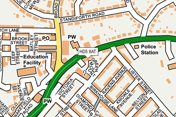 HD5 8AT map - OS OpenMap – Local (Ordnance Survey) HD5 8AT map - OS OpenMap – Local (Ordnance Survey)