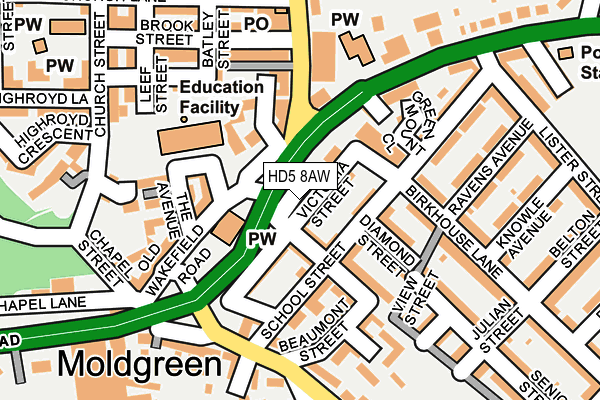 HD5 8AW map - OS OpenMap – Local (Ordnance Survey) HD5 8AW map - OS OpenMap – Local (Ordnance Survey)