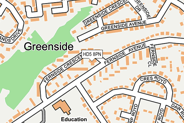HD5 8PN map - OS OpenMap – Local (Ordnance Survey) HD5 8PN map - OS OpenMap – Local (Ordnance Survey)