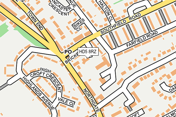 HD5 8RZ map - OS OpenMap – Local (Ordnance Survey) HD5 8RZ map - OS OpenMap – Local (Ordnance Survey)