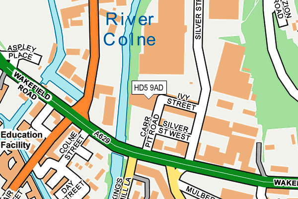 HD5 9AD map - OS OpenMap – Local (Ordnance Survey)