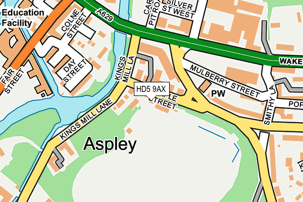 HD5 9AX map - OS OpenMap – Local (Ordnance Survey)