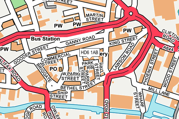 HD6 1AB map - OS OpenMap – Local (Ordnance Survey) HD6 1AB map - OS OpenMap – Local (Ordnance Survey)
