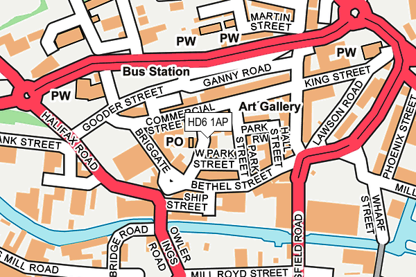 HD6 1AP map - OS OpenMap – Local (Ordnance Survey) HD6 1AP map - OS OpenMap – Local (Ordnance Survey)