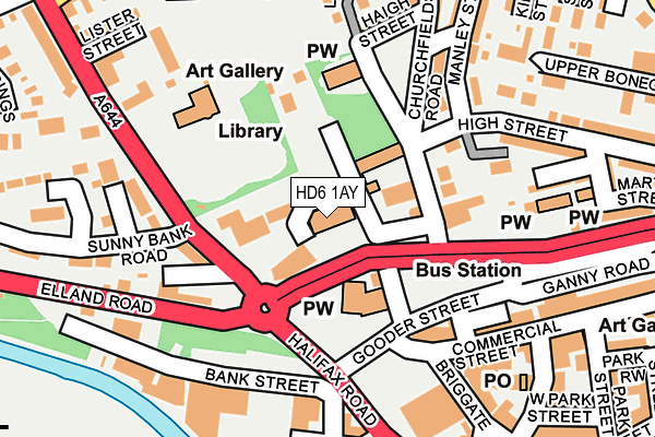 HD6 1AY map - OS OpenMap – Local (Ordnance Survey) HD6 1AY map - OS OpenMap – Local (Ordnance Survey)