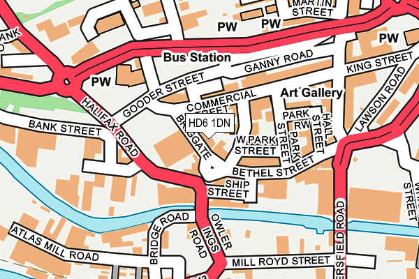 HD6 1DN map - OS OpenMap – Local (Ordnance Survey) HD6 1DN map - OS OpenMap – Local (Ordnance Survey)
