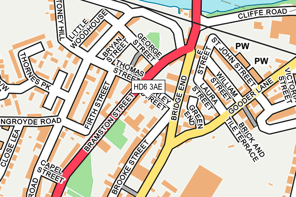 HD6 3AE map - OS OpenMap – Local (Ordnance Survey) HD6 3AE map - OS OpenMap – Local (Ordnance Survey)