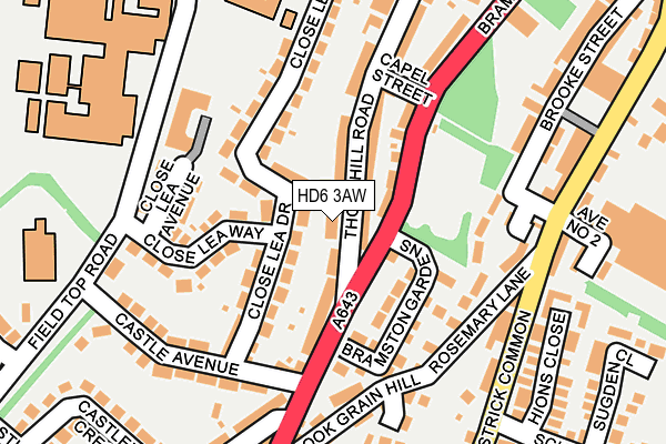 HD6 3AW map - OS OpenMap – Local (Ordnance Survey) HD6 3AW map - OS OpenMap – Local (Ordnance Survey)