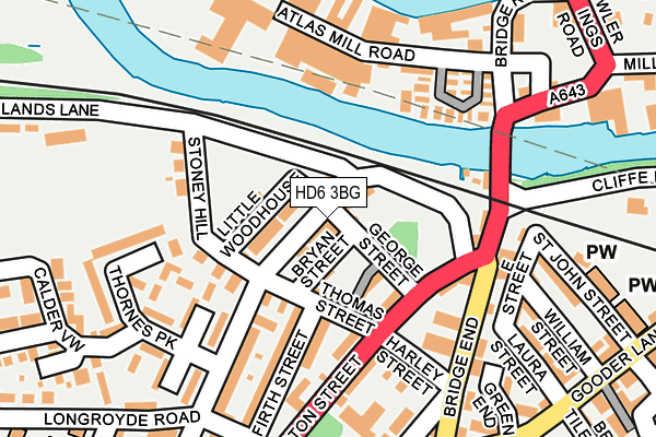 HD6 3BG map - OS OpenMap – Local (Ordnance Survey) HD6 3BG map - OS OpenMap – Local (Ordnance Survey)