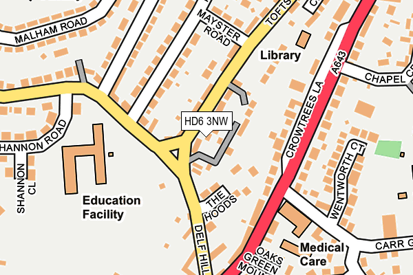 HD6 3NW map - OS OpenMap – Local (Ordnance Survey) HD6 3NW map - OS OpenMap – Local (Ordnance Survey)