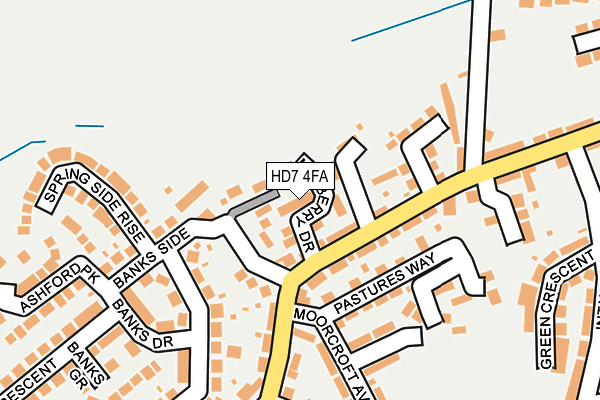 HD7 4FA map - OS OpenMap – Local (Ordnance Survey) HD7 4FA map - OS OpenMap – Local (Ordnance Survey)