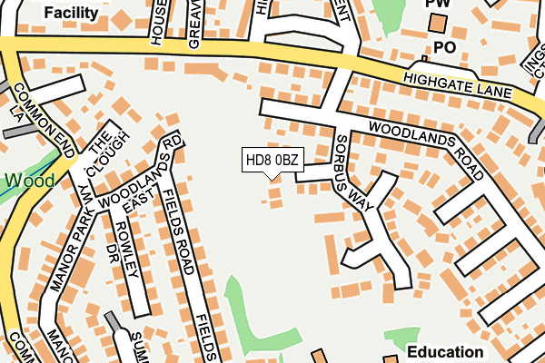 HD8 0BZ map - OS OpenMap – Local (Ordnance Survey) HD8 0BZ map - OS OpenMap – Local (Ordnance Survey)