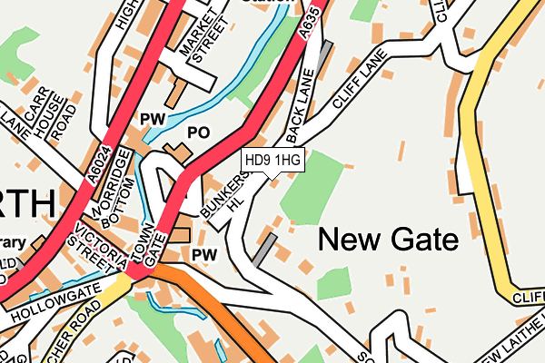 HD9 1HG map - OS OpenMap – Local (Ordnance Survey) HD9 1HG map - OS OpenMap – Local (Ordnance Survey)