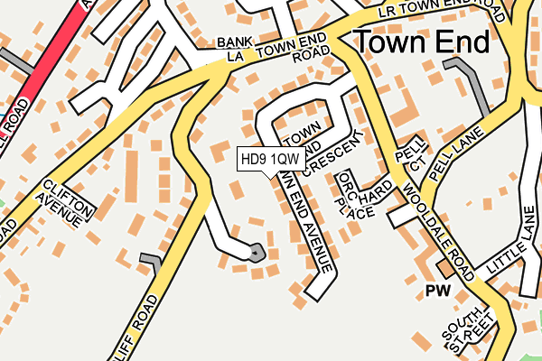 HD9 1QW map - OS OpenMap – Local (Ordnance Survey) HD9 1QW map - OS OpenMap – Local (Ordnance Survey)