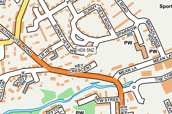 HD9 5NZ map - OS OpenMap – Local (Ordnance Survey) HD9 5NZ map - OS OpenMap – Local (Ordnance Survey)