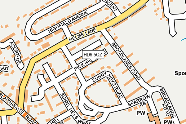 HD9 5QZ map - OS OpenMap – Local (Ordnance Survey) HD9 5QZ map - OS OpenMap – Local (Ordnance Survey)