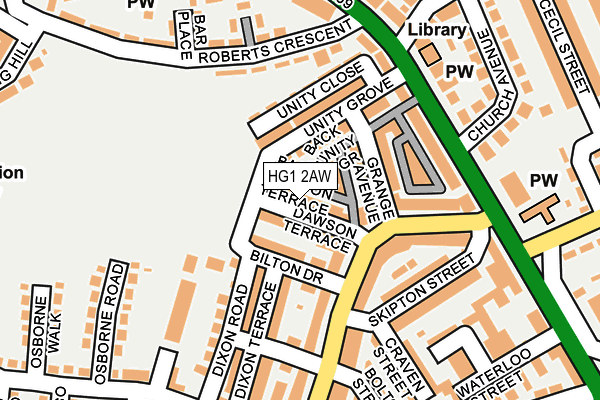 HG1 2AW map - OS OpenMap – Local (Ordnance Survey) HG1 2AW map - OS OpenMap – Local (Ordnance Survey)