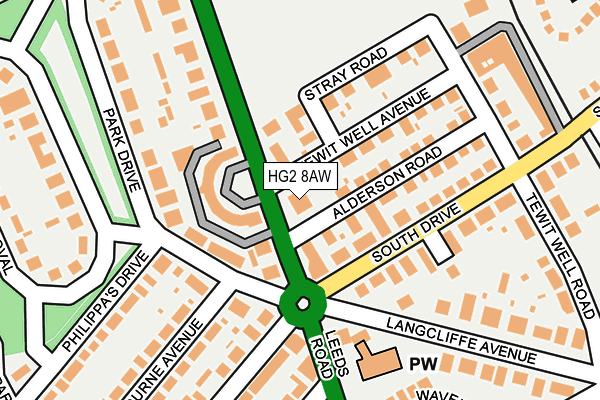 HG2 8AW map - OS OpenMap – Local (Ordnance Survey) HG2 8AW map - OS OpenMap – Local (Ordnance Survey)