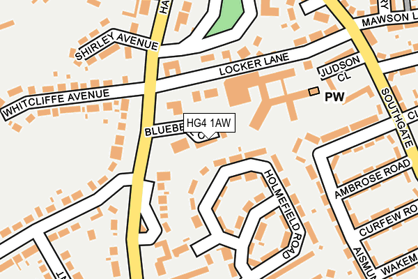 HG4 1AW map - OS OpenMap – Local (Ordnance Survey) HG4 1AW map - OS OpenMap – Local (Ordnance Survey)