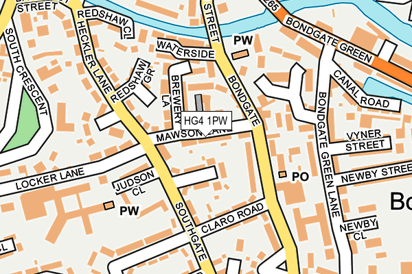 HG4 1PW map - OS OpenMap – Local (Ordnance Survey) HG4 1PW map - OS OpenMap – Local (Ordnance Survey)
