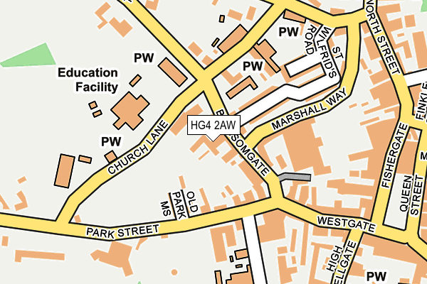 HG4 2AW map - OS OpenMap – Local (Ordnance Survey) HG4 2AW map - OS OpenMap – Local (Ordnance Survey)