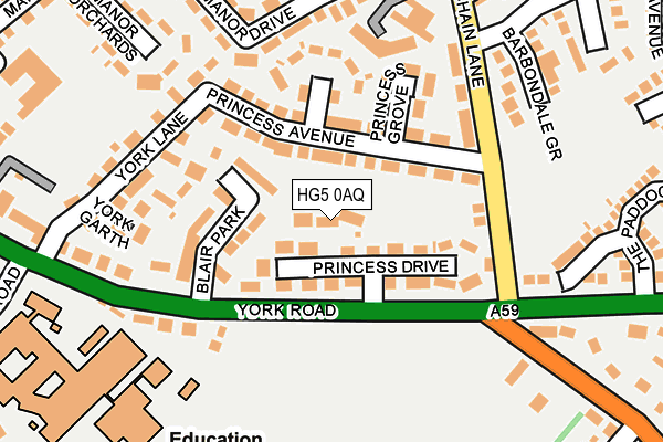 HG5 0AQ map - OS OpenMap – Local (Ordnance Survey)