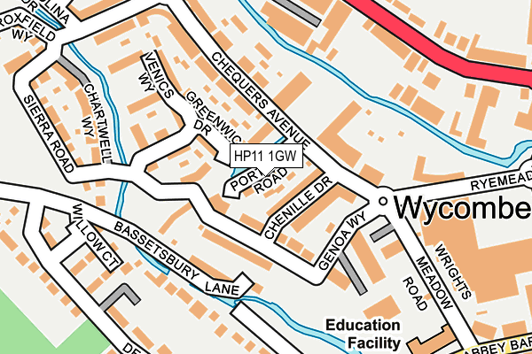HP11 1GW map - OS OpenMap – Local (Ordnance Survey) HP11 1GW map - OS OpenMap – Local (Ordnance Survey)