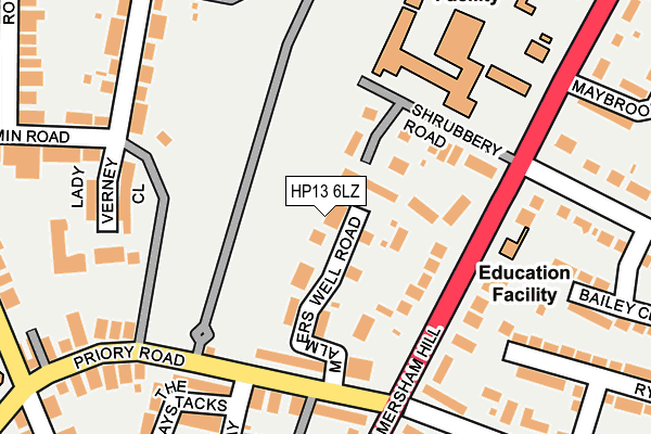 HP13 6LZ map - OS OpenMap – Local (Ordnance Survey)