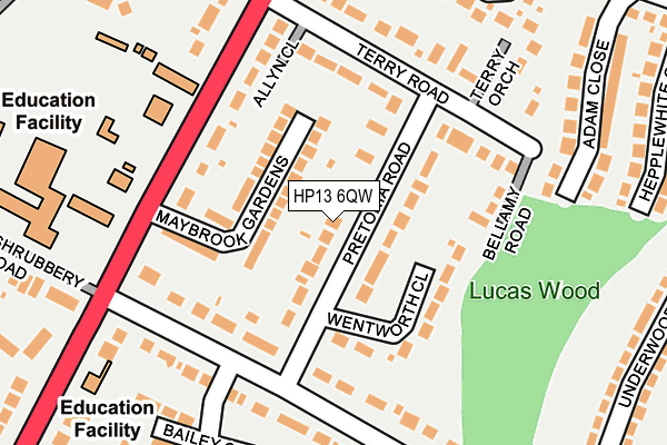 HP13 6QW map - OS OpenMap – Local (Ordnance Survey) HP13 6QW map - OS OpenMap – Local (Ordnance Survey)