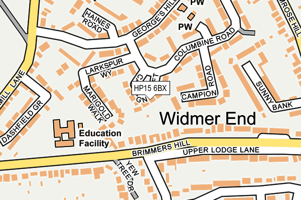 HP15 6BX map - OS OpenMap – Local (Ordnance Survey) HP15 6BX map - OS OpenMap – Local (Ordnance Survey)