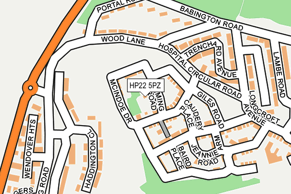 HP22 5PZ map - OS OpenMap – Local (Ordnance Survey)